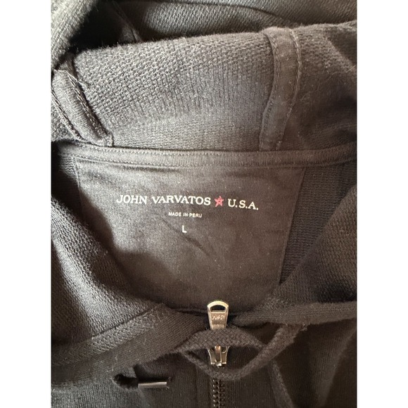 John Varvatos Black Full Zip Men's Cotton Hoodie 3 Stars Size Large - Picture 3 of 6